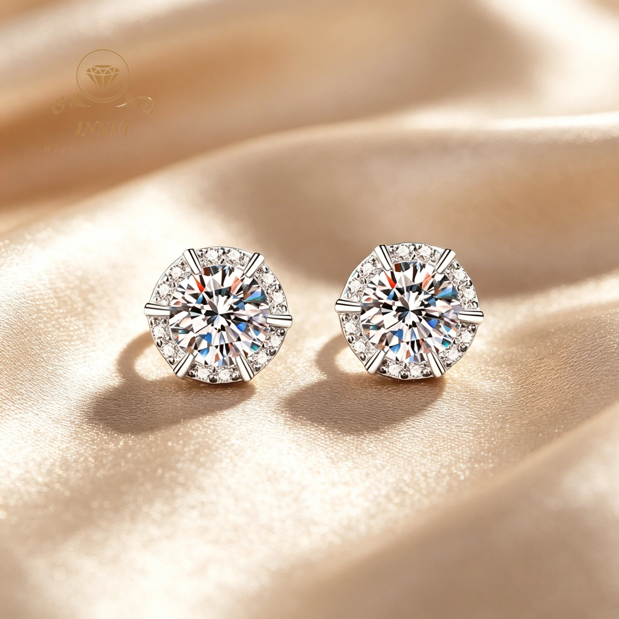 

S925 Silver Moissanite Stud Earrings Women's Temperament Simple Earrings Daily Versatile Affordable Light Luxury Jewelry Gifts