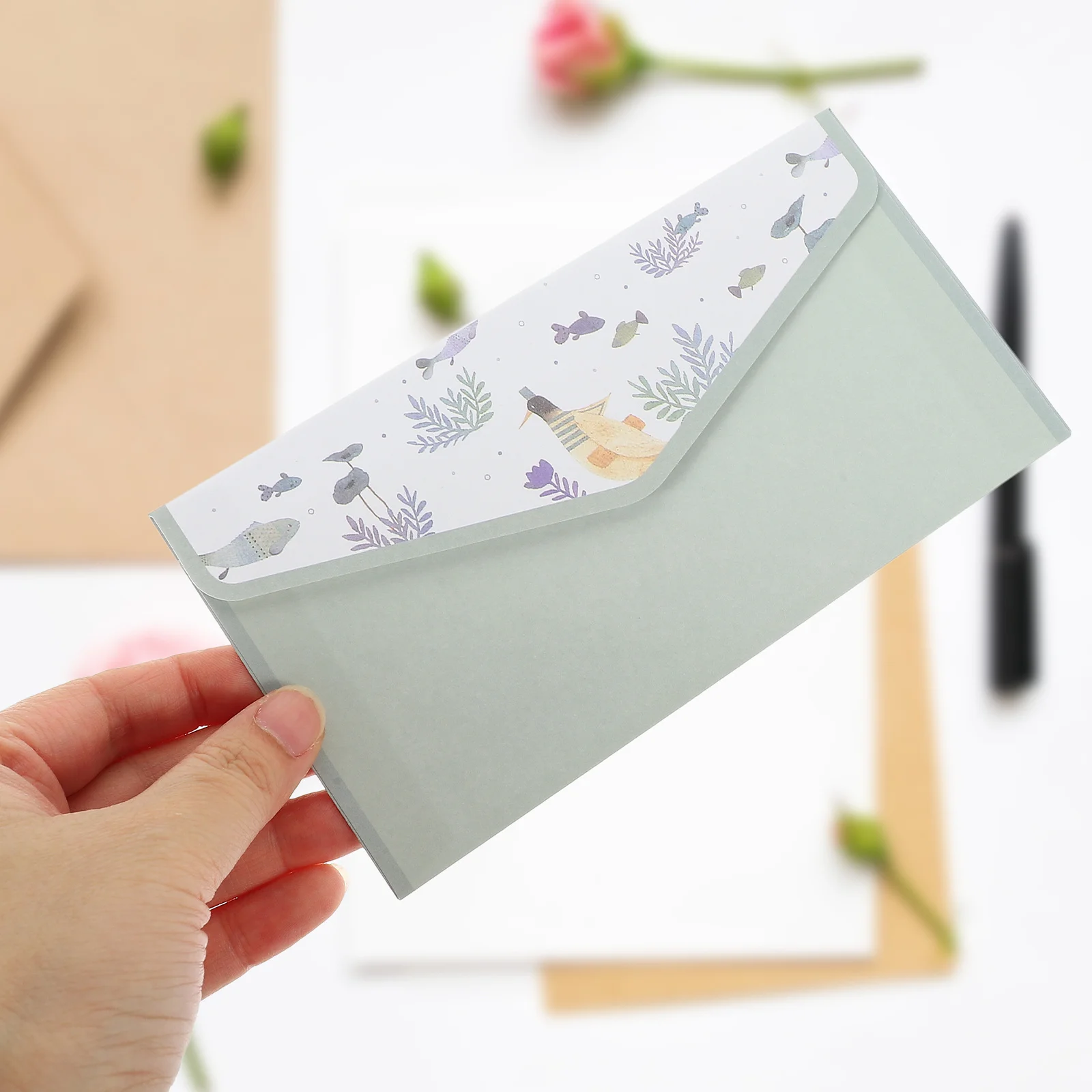 

4Sets Envelope Letter Stationery Paper Small Size Kit for Wedding Invitation Writing Set Letter Papers