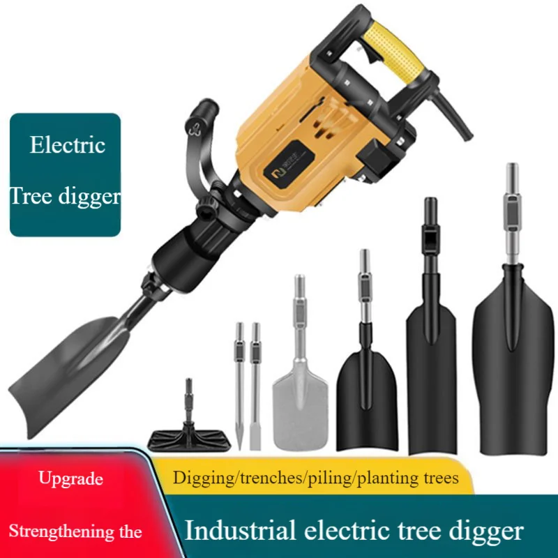 High-Power Electric Tree Digger Trenching Rammer Earth Ball Lifter Stone Concrete Crusher Multifunctional Soil Excavator Breaker
