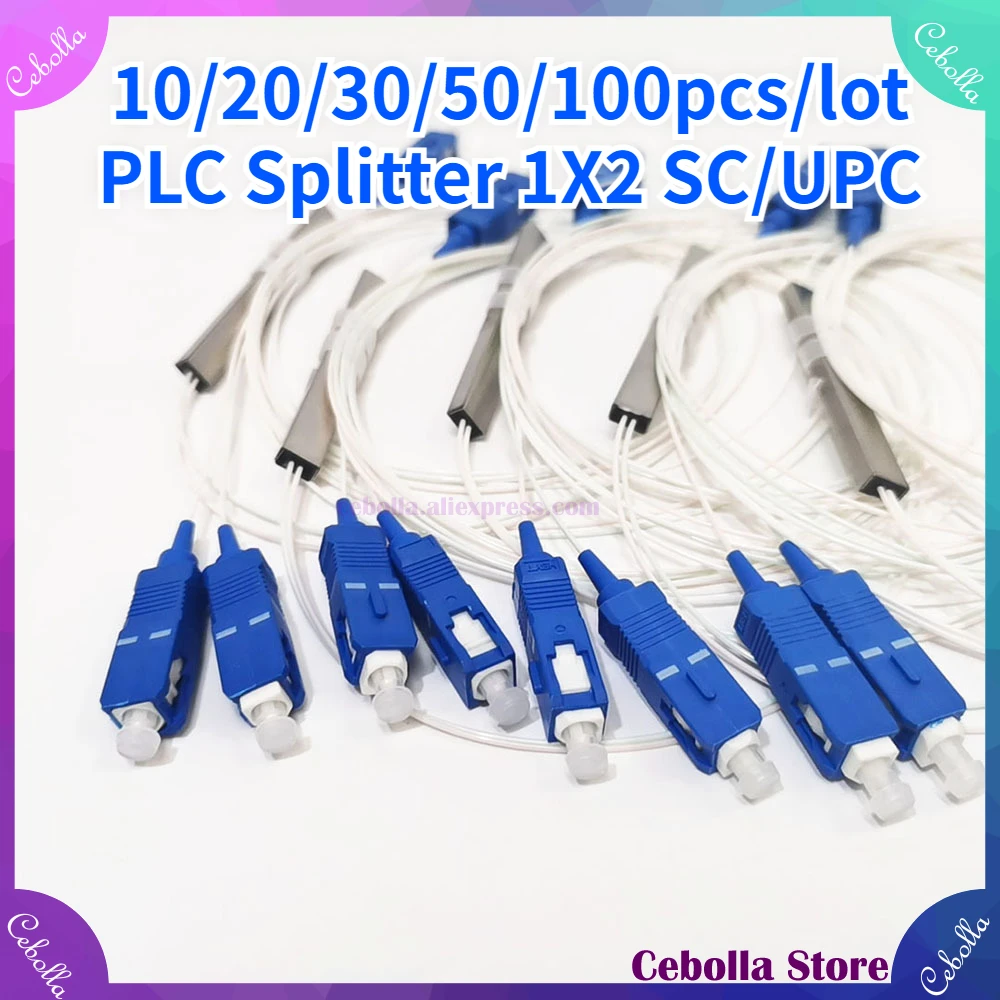 10/20/30/50/100pcs/lot Splitter 1X2 PLC SC/UPC APC Fiber Optic Single Mode 0.9mm G657A1 LSZH 1m PVC