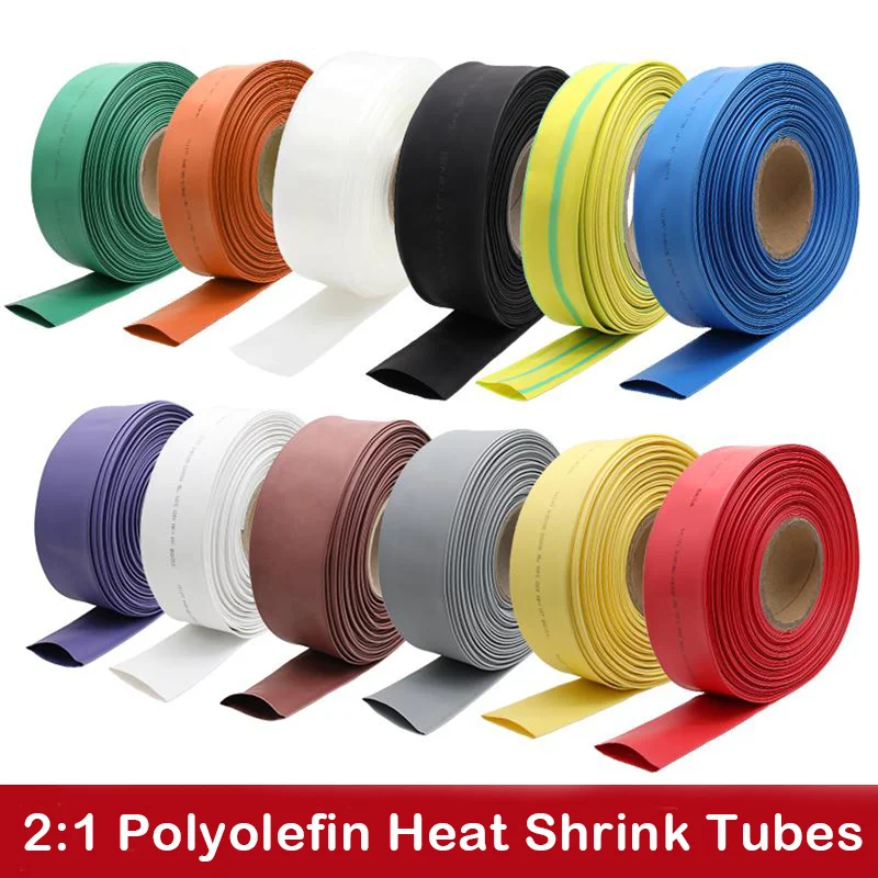 2:1 Heat Shrink Tubing Dia 1 2 3 4 5 6 7 8 9 10 12 14 16 20 25 30 40 50 mm Thermoresistant Sleeve Polyolefin Cable Repair Tube