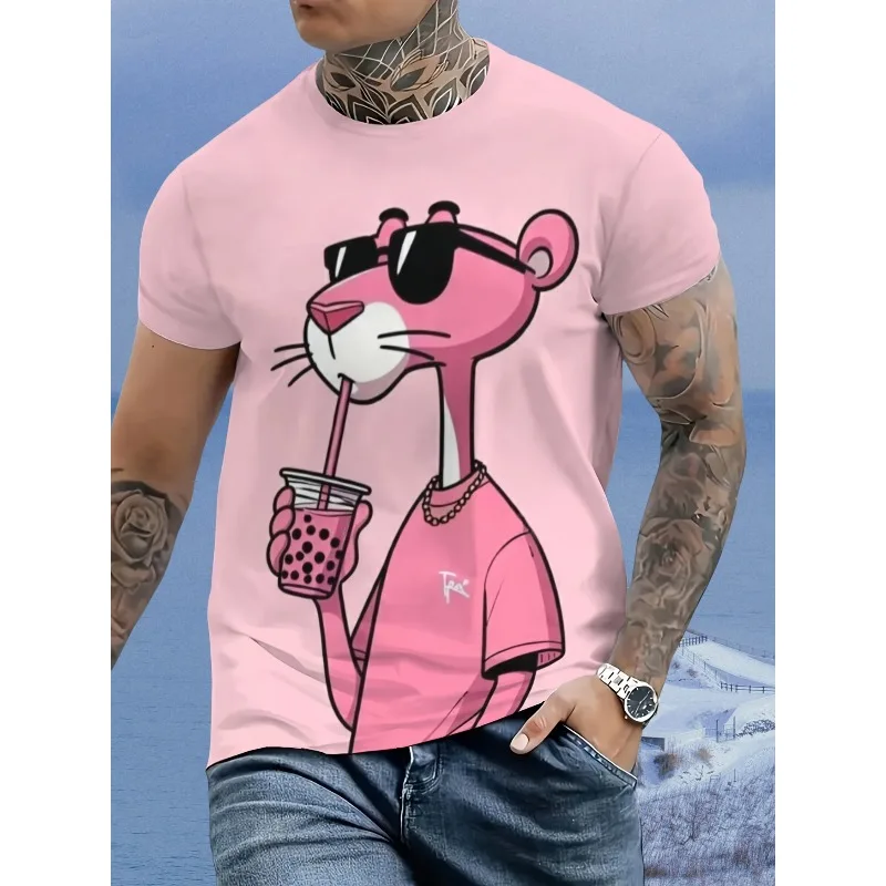 

MOTO-25 Летняя мужская женская летняя повседневная футболка с круглым вырезом и коротким рукавом с рисунком животных розовая футболка с 3D принтом