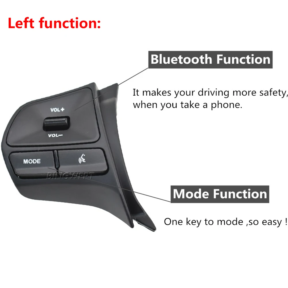 For KIA K2 RIO 2011-2014 Steering Wheel Audio Volume Music Control Button Switch With Backlight No Heating Car Accessories