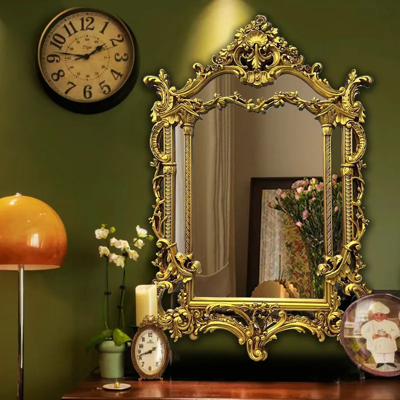 Metal Retro Mirror Decor Unbreakable Bathroom Wall Custom Infinity Mirror Deco Art Makeup Compact Espejos Vintage Room Decor