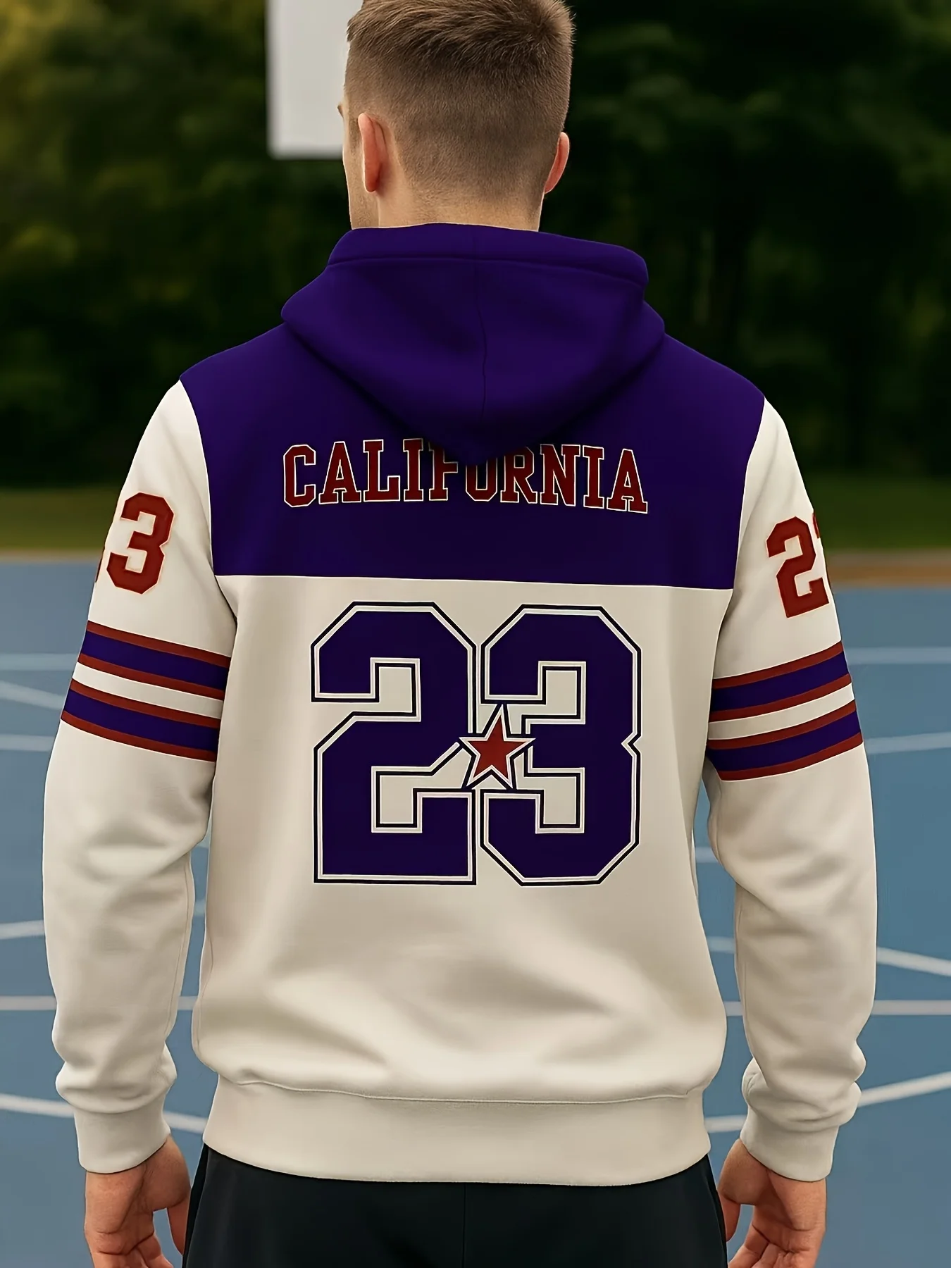 New model: men’s hooded long-sleeve loose-fitting casual printed basic sweatshirt. Perfect for young people in spring, summer, a