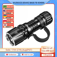 Wurkkos TD07 1300LM Tactical Flashlight 479M Long Range 18350 Rechargeable Lamp IP68 Mini Torch with Finger Ring Dual Switches