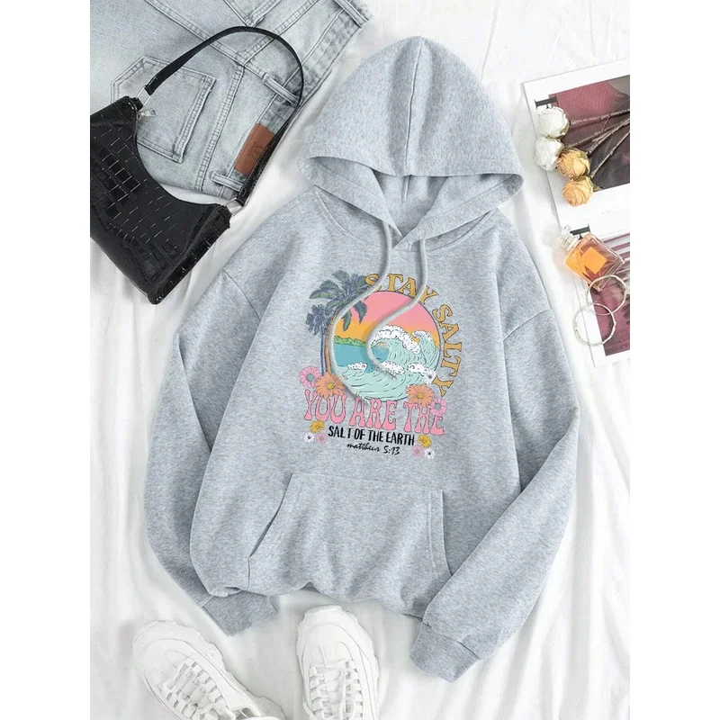 

Stay Salty You Are The Salt Of The Earth Men Women Hoodie Funny Crewneck Streetwear Fashion Clothes Casual Loose Hoody Couple