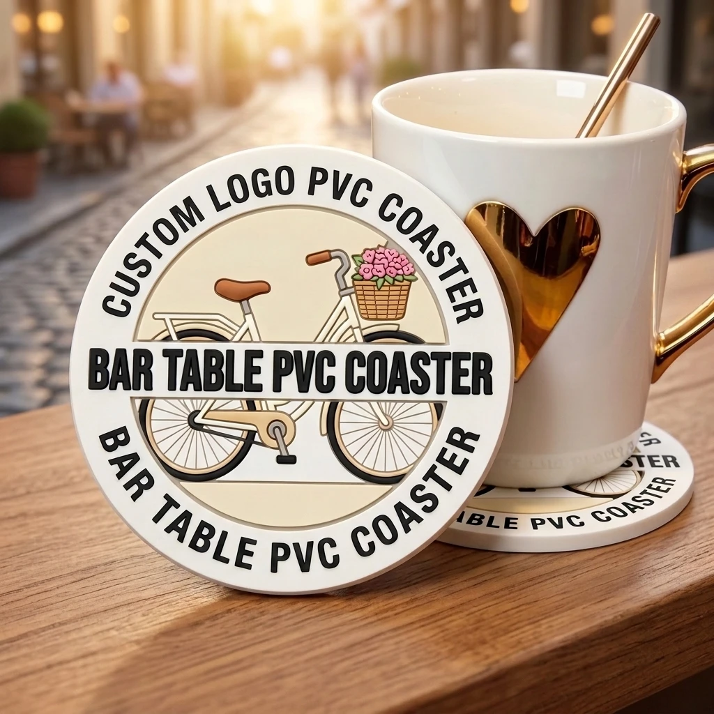 Custom Logo Printed Soft Round PVC Coaster Waterproof Non‑slip Hot Cup Mat Dining Table Protection Pad Household Party Supplies