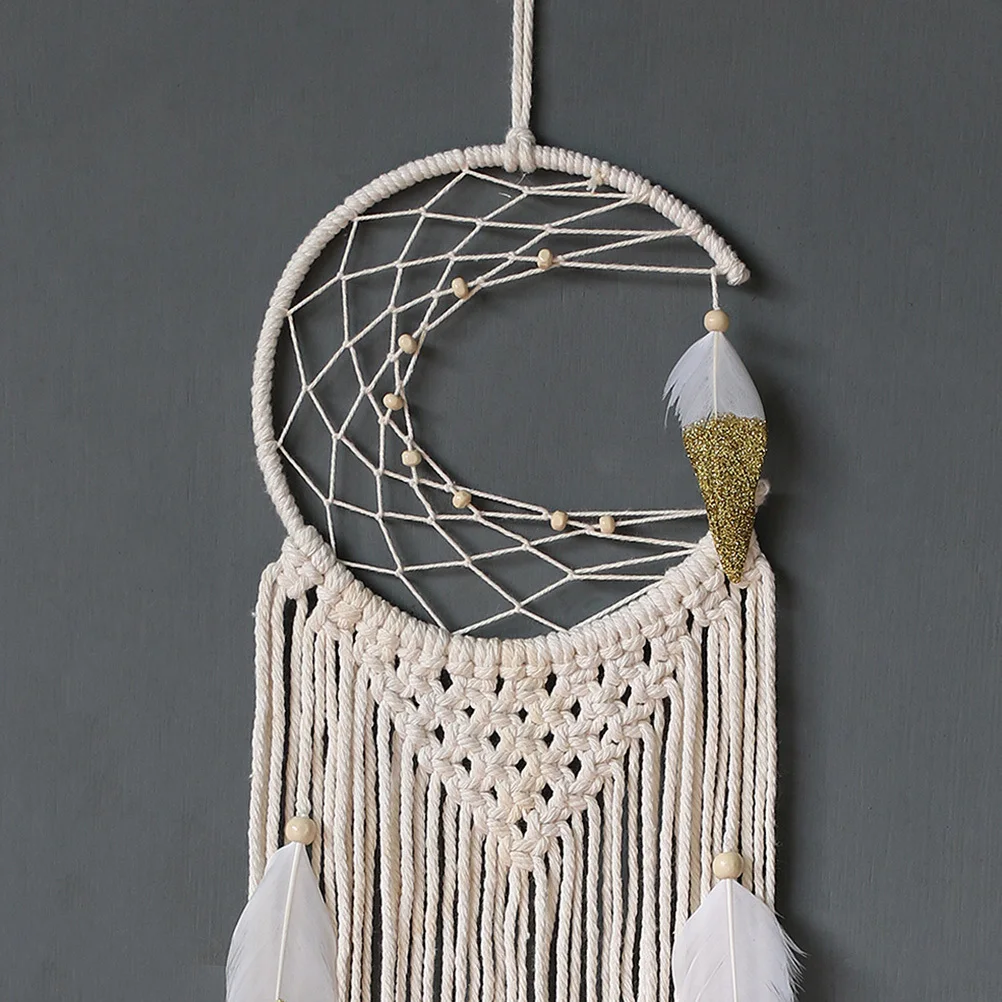 

12pcs Golden Iron Moon Shaped Dream Catcher Ring Diy Craft Supplies Metal Hoop Garland Decor Wind Chime Ornament