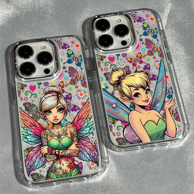 ديزني تينكر بيل جراب هاتف لابل آيفون 17 AIR 16E 15 14 13 12 11 برو ماكس زائد غطاء ناعم شفاف فوندا سيليكون كابا