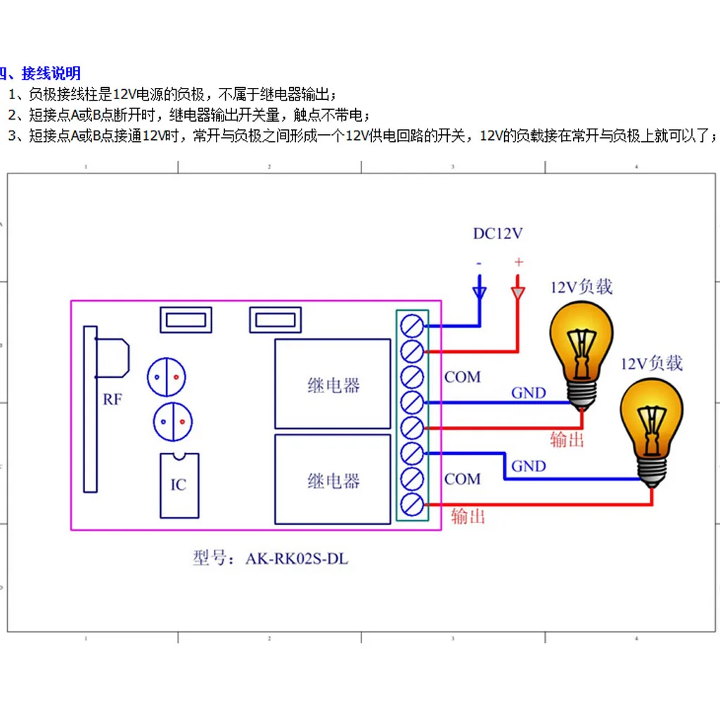 PC Plastic Wireless Remote Control Switch Board 2 Channel Relay Receiver Strong Signal for Gate Garage Door