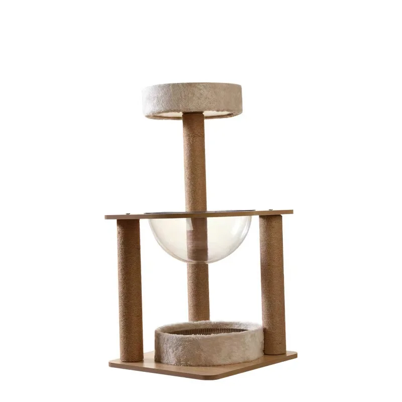 XIANGLONG Multi-Functional Cat Tree Sustainable Wood House with Sisal Column Space  Climbing Frame Wholesale