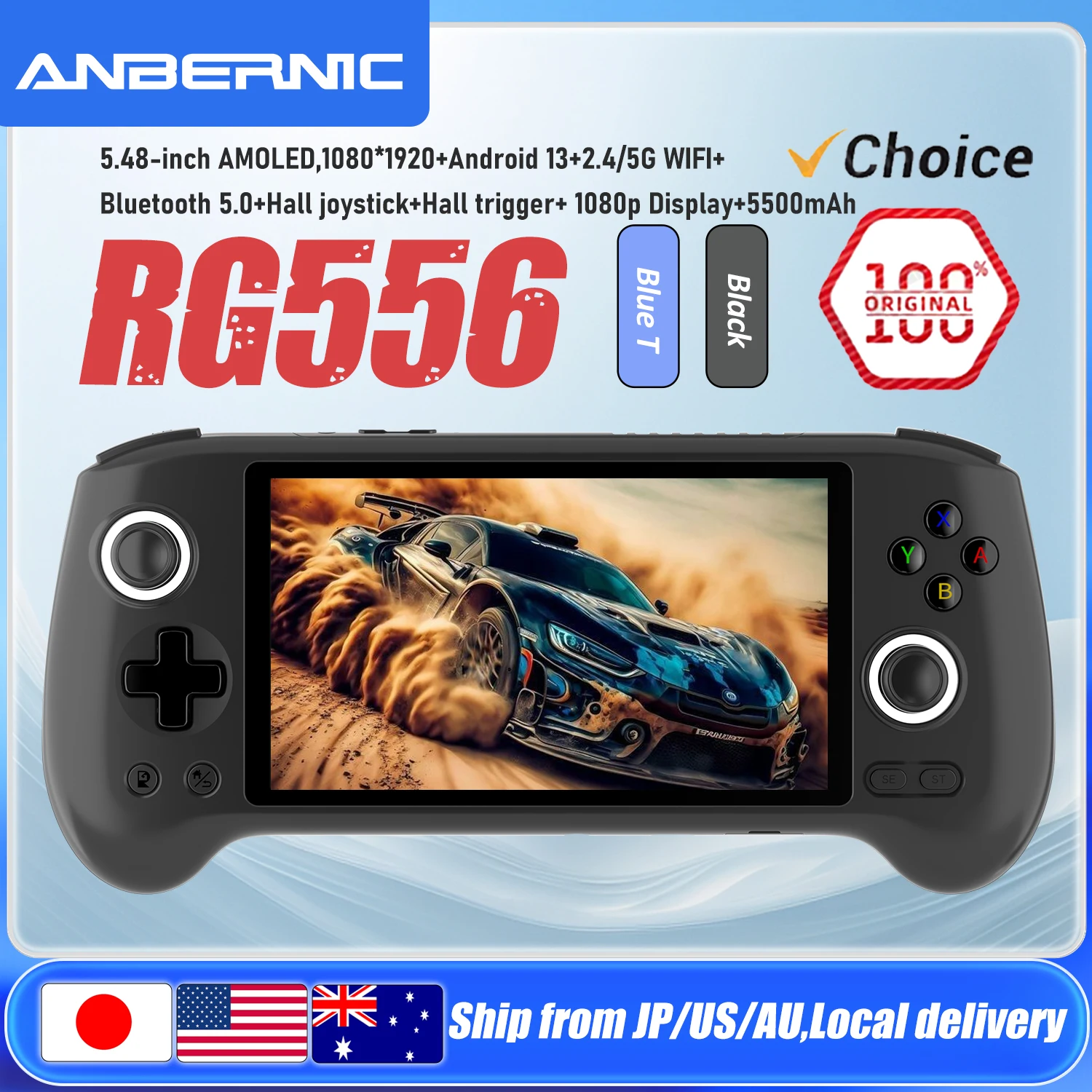 

ANBERNIC RG556 Video Retro Game Console 64bit Android 13 System Unisoc T820 5.48-inch AMOLED Screen Hall Joystick Game Player