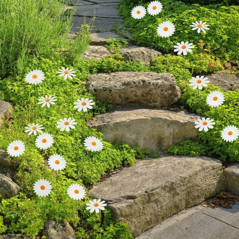 Daisy Yard Decor Flower Stick Decor 10pcs Yard Decor Stakes Flower Stick Décor Simple Installation For Yard Lawn Pathway &