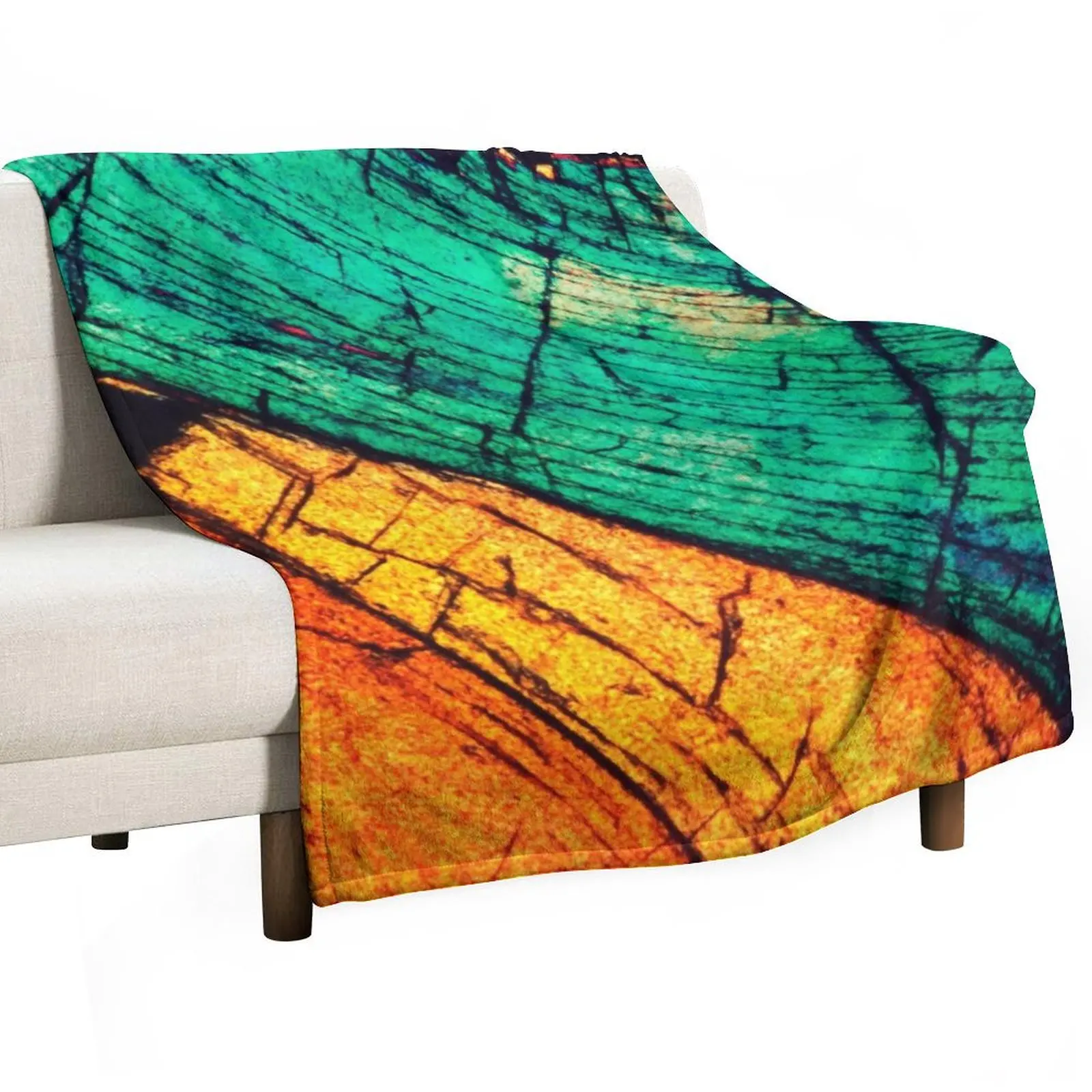 Thin section geological art, Epidote blades in Quartz Groundmass, Mineral Art Throw Blanket Bed Thermals For Travel Blankets