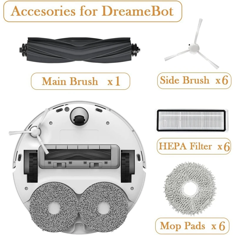 Untuk Dreame L10S Ultra/ L10 Ultra/ L10S Pro, bagian pengganti untuk Xiaomi X10 Plus sikat sisi utama bantalan pel filter Hepa