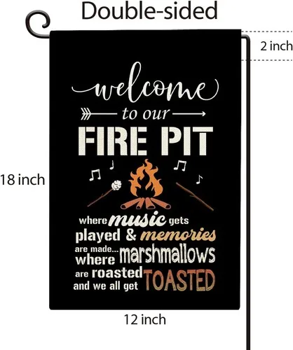 Welcome to Our Fire Pit Camping Garden Flag Double Sided, RV, 12 x 18 Inches XXQ