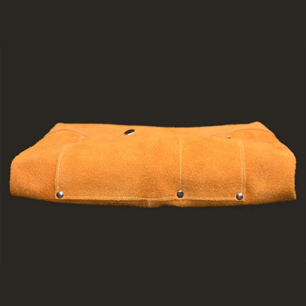Orange Thick Cowhide Welding Apron Cowhide 90cm*60cm Pocket Design Welding Gear Wearproof Anti-scald Electrician Workwear