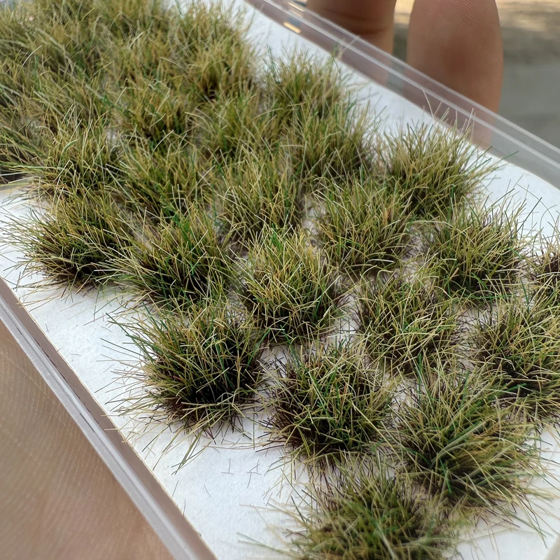 32pcs/box 1cm Miniature Model Grass Tufts Wild Grass Model Battlefield Platform Turf Grass Autumn Yellow Green Artificial Plant