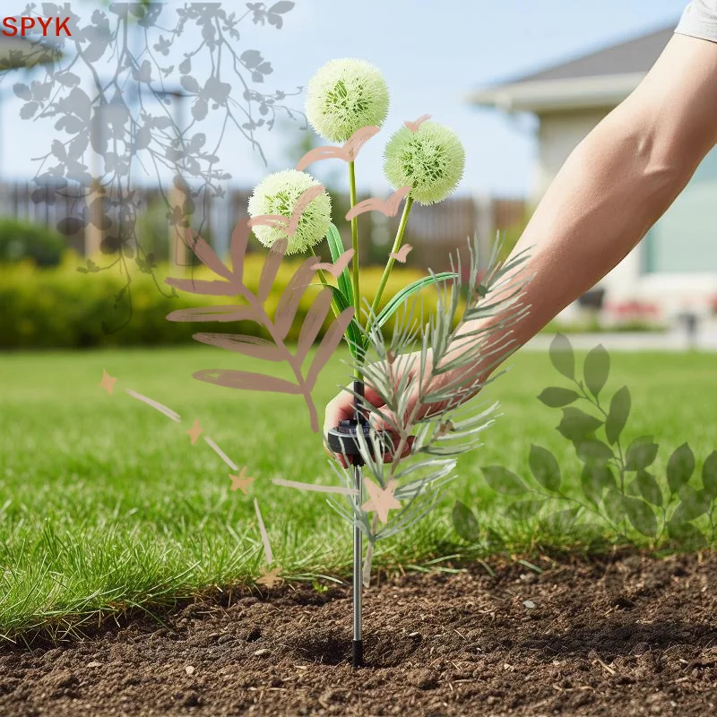 Solar Dandelion Garden Lights RGB Color Changing, Waterproof LED Yard Stake Pathway Landscape Decor