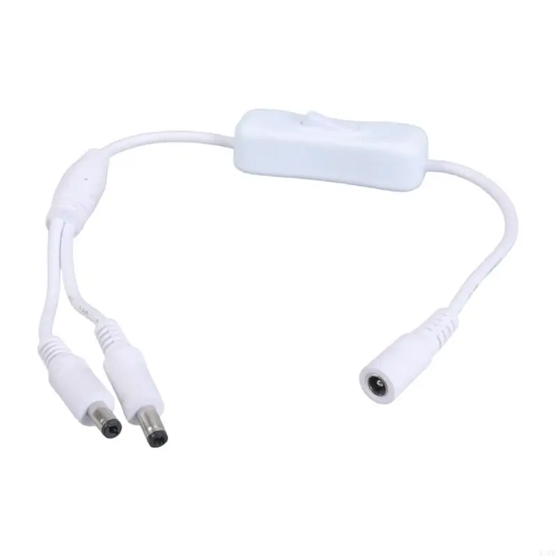 E1PF DC5521 Y Splitter Power Extension Cable 5.5x2.1mm Female to Double Male Switcher for CCTV and LED 37CM