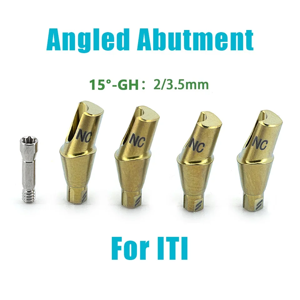 ITI Straumann Compatible Angled Abutment Bone Level Gold Coated Titanium 10pcs Dental Lab Prosthetic Tool Parts Multi-Unit Set
