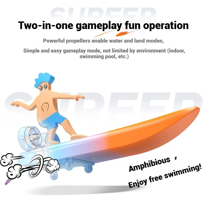 Été nouveau bateau télécommandé électrique planche de surf amphibie créatif dérive Skateboard jouet bateau d'eau charge jouets cadeaux