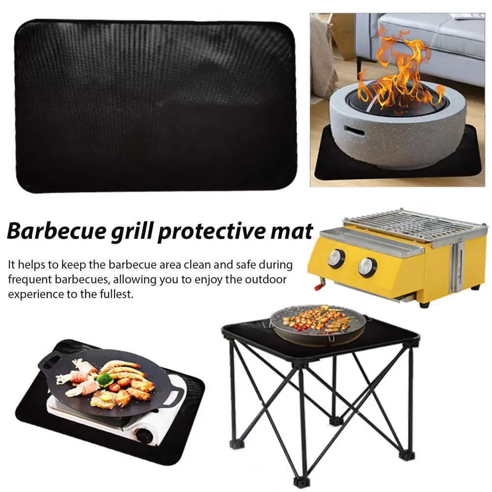 Grill Protective Pad Waterproof Bbq Mat Fireproof Grill Mats for Outdoor Bbq Fireplace Protection Double-sided for Deck for Bbq