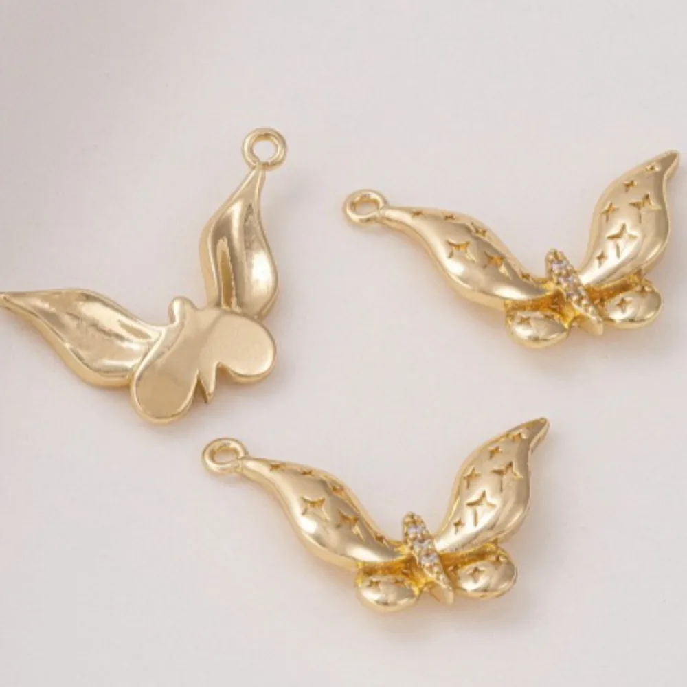 

1 шт. медные подвески 14 К золото цвет циркон суперфея бабочка кулон ручной работы DIY жемчужное ожерелье браслет кулон орнамент