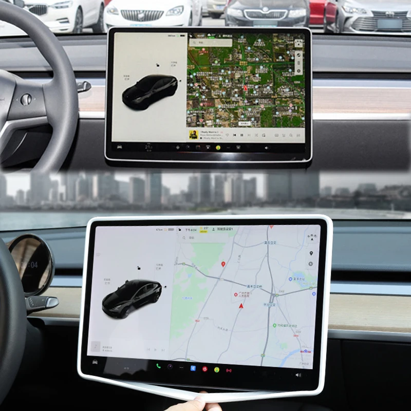 Dla Tesla Model 3 Y Samochodowa silikonowa ramka ekranu Wyświetlacz Krawędziowy ochraniacz Centralne sterowanie Pokrywa ochronna Akcesoria antykolizyjne