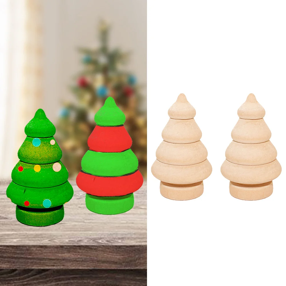 

20Pcs Painting Wooden Christmas Tree Decorations Eco-Friendly Durable Ornaments for Home Office Store Festive Layout