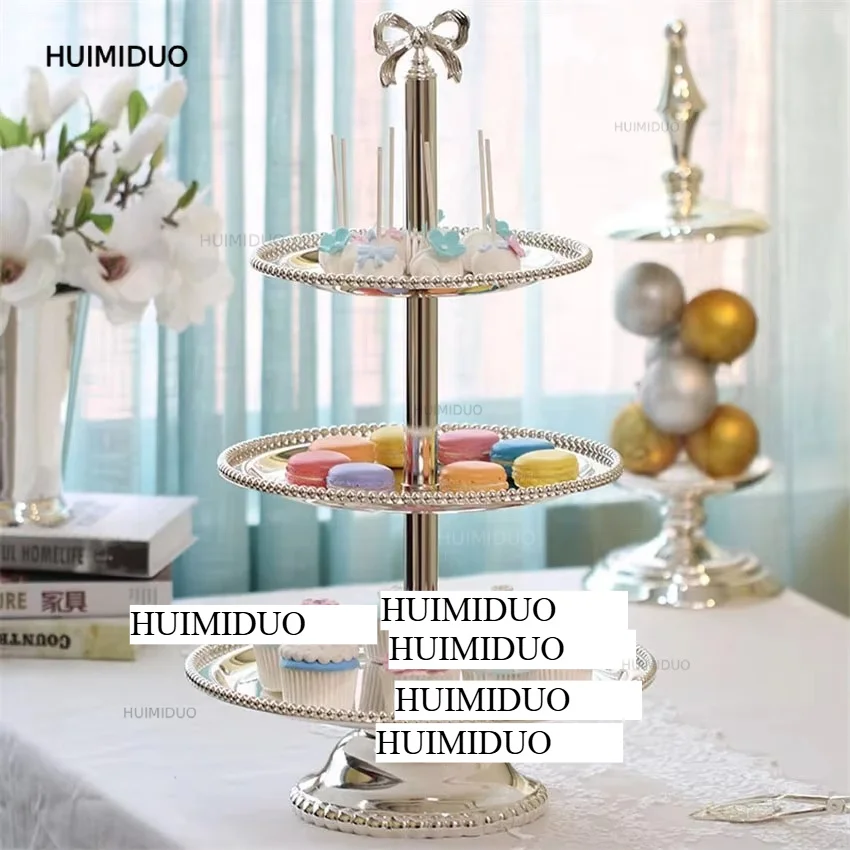 High-grade 2/3 Layers Dessert Tray Silver Plated Round Metal Cake Stand Cupcake Tray Wedding Party Decoration Cake Display Stand