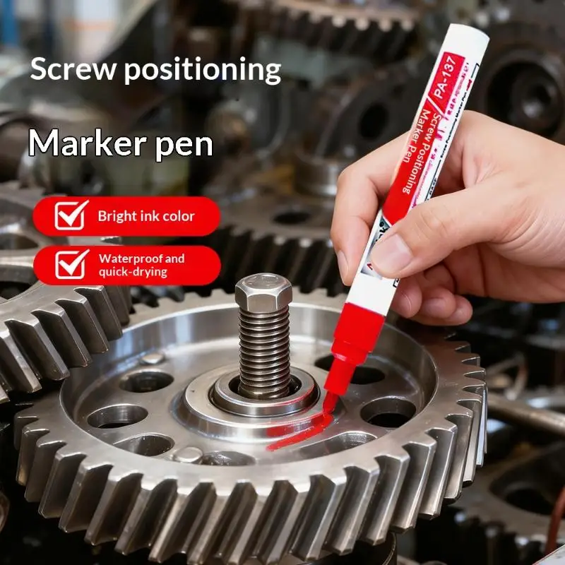 #2*Screw Positioning Marker Pen Waterproof Quick Drying Permanent Marking Pen For Motorcycle Car Mechanical Maintenance Assembly