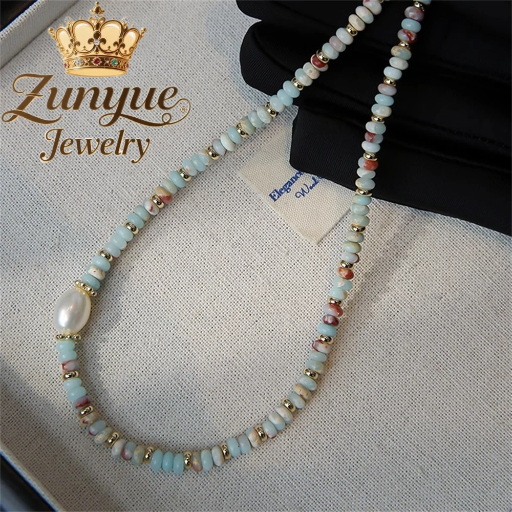 

Natural Stone Colored Dopamine Freshwater Pearl Necklace, A Versatile And High-End Beaded Necklace For Women Fashion Jewelry