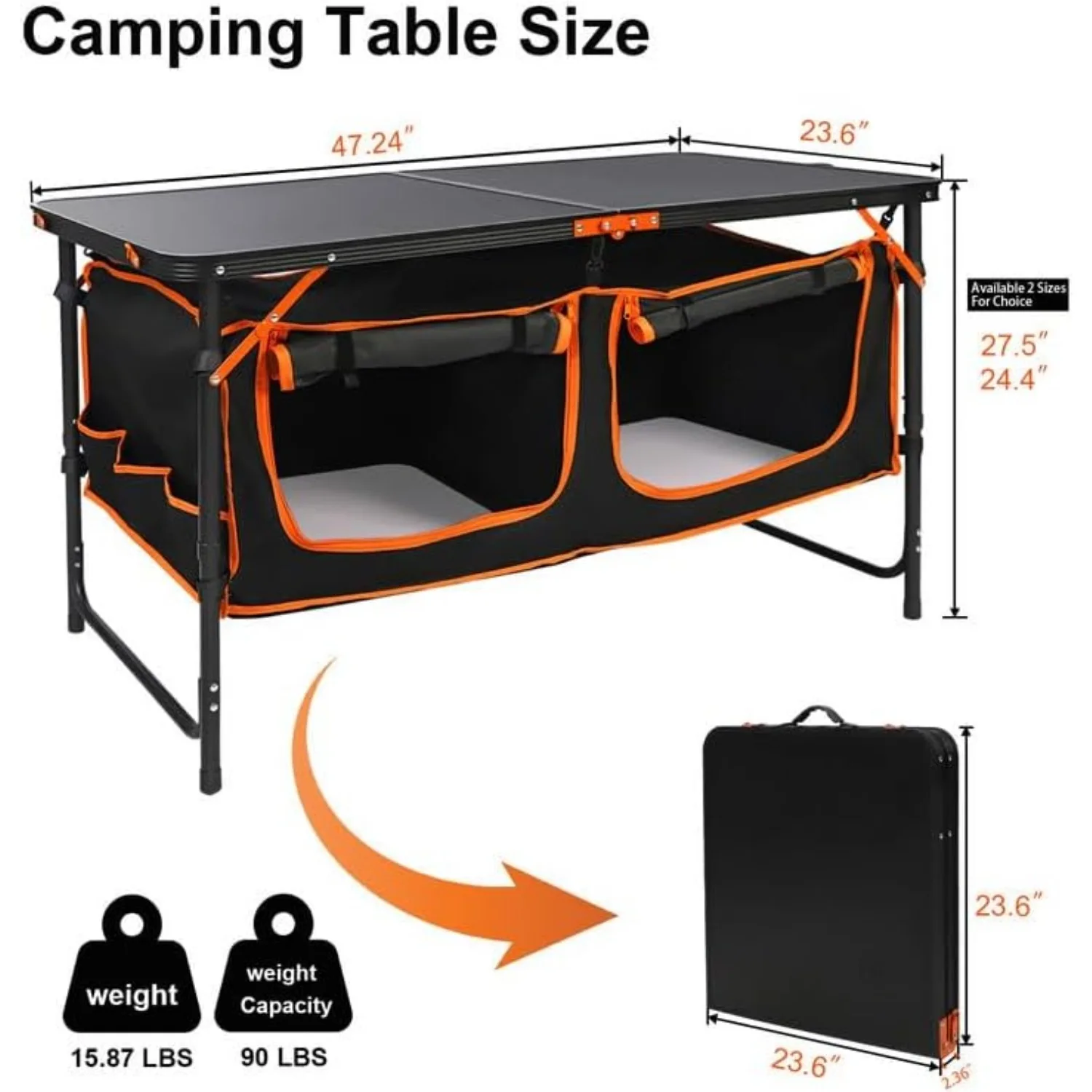 Imagem -03 - Mesa de Acampamento Dobrável com Bolsa de Armazenamento Mesa de Altura Ajustável ao ar Livre Quintal Leve Mesa de Acampamento para Piquenique