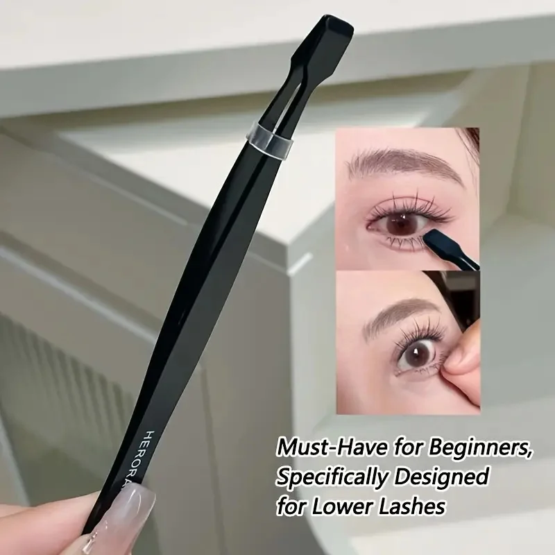 2개입 속눈썹 집게 세트 속눈썹 집게 클립 뾰족한 평평한 클립 속눈썹 접착용품 하부 속눈썹 어플리케이터 휴대용 메이크업 클램프