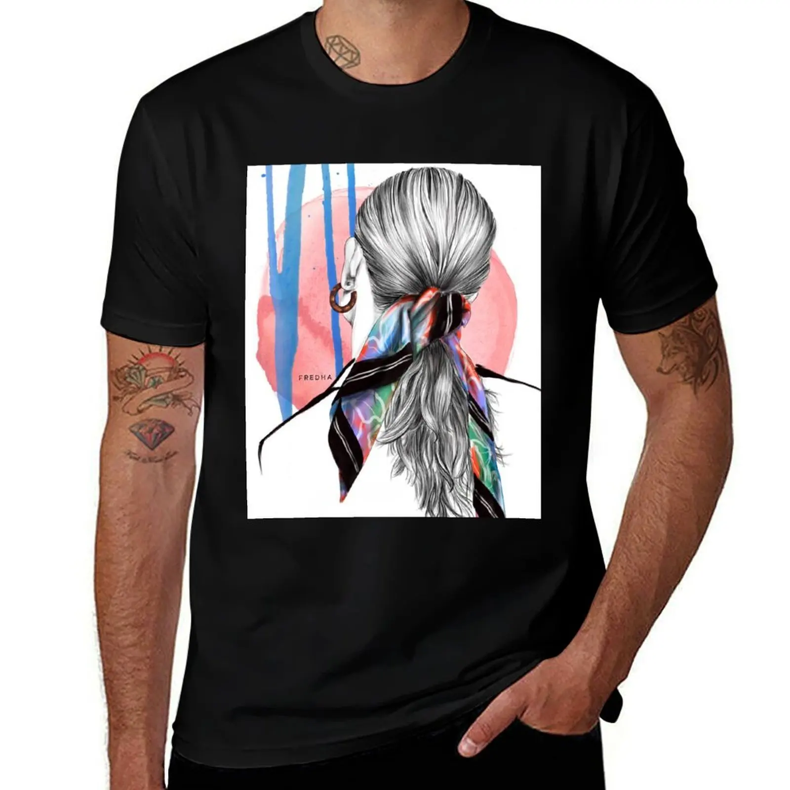 

Print fashion foulard T-Shirt oversizeds baggy shirts fashion shirts slim fit t shirts for men