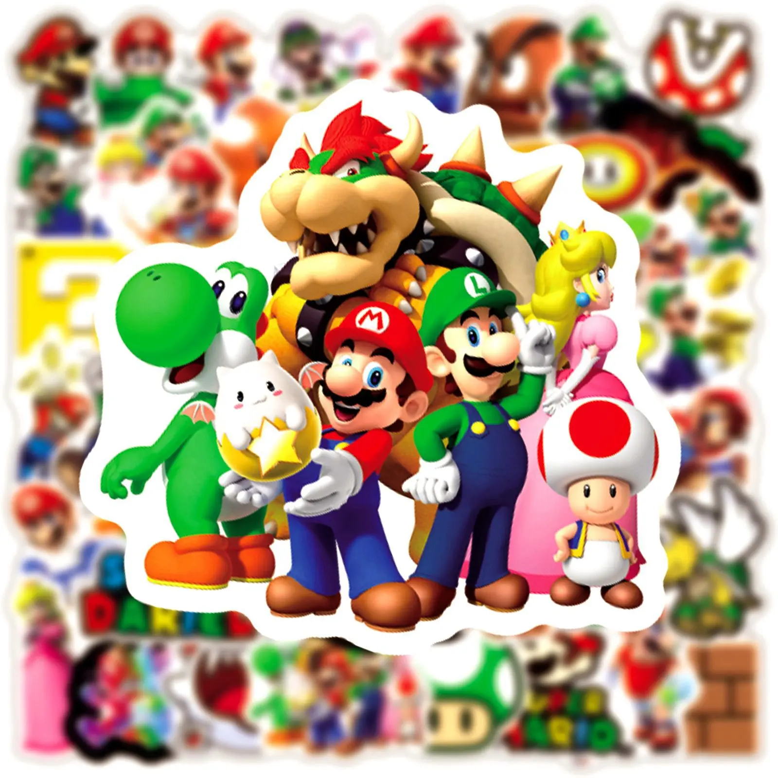 100PCS Classic Game Super Mario Sticker Toys Graffiti Decals Laptop Luggage Skateboard Waterproof Sticker Kid Toy