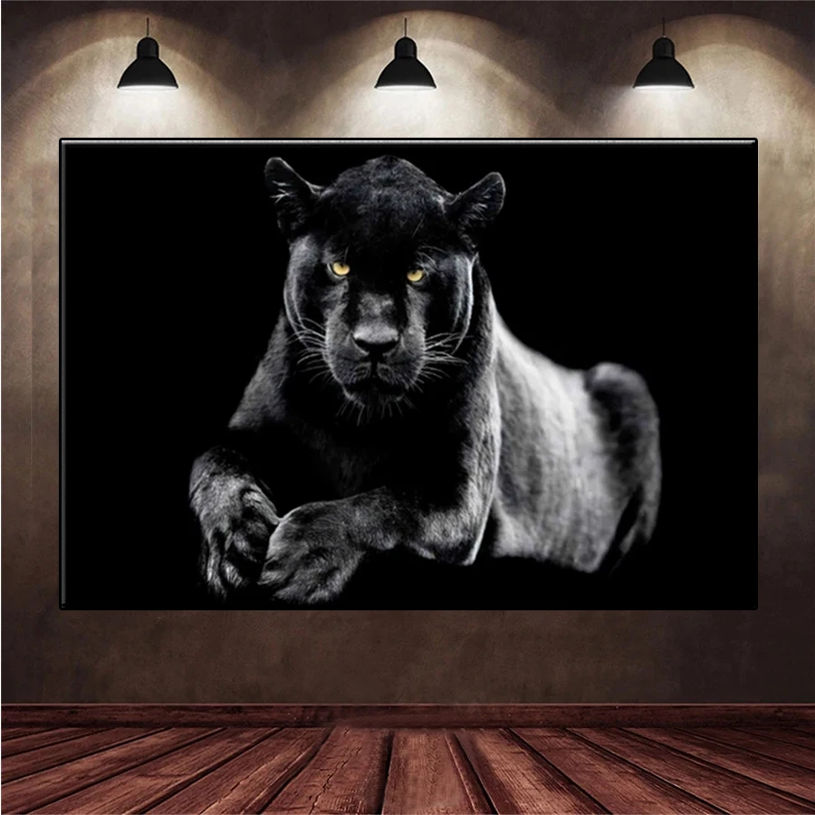 New 5D Round Diamond Painting Modern Animal Art Black Panther Diamond diy Embroidery Home Decoration Mosaic