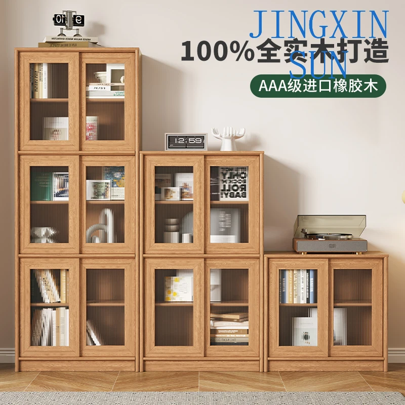Bookshelf Floor-to-ceiling shelf Living room wall  Storage display cabinet Student storage Household children's solid woo