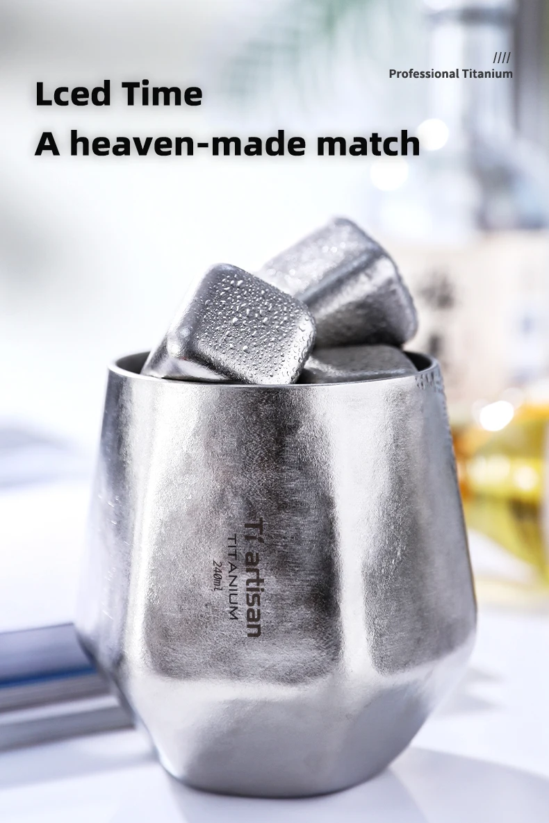 Tiartisan Doppelwandiger Bierbecher aus reinem Titan, 240 ml, sechseckiger Kaffeebecher, Outdoor-Rucksack, ultraleichter tragbarer Tee-Trinkbecher – Detail 8