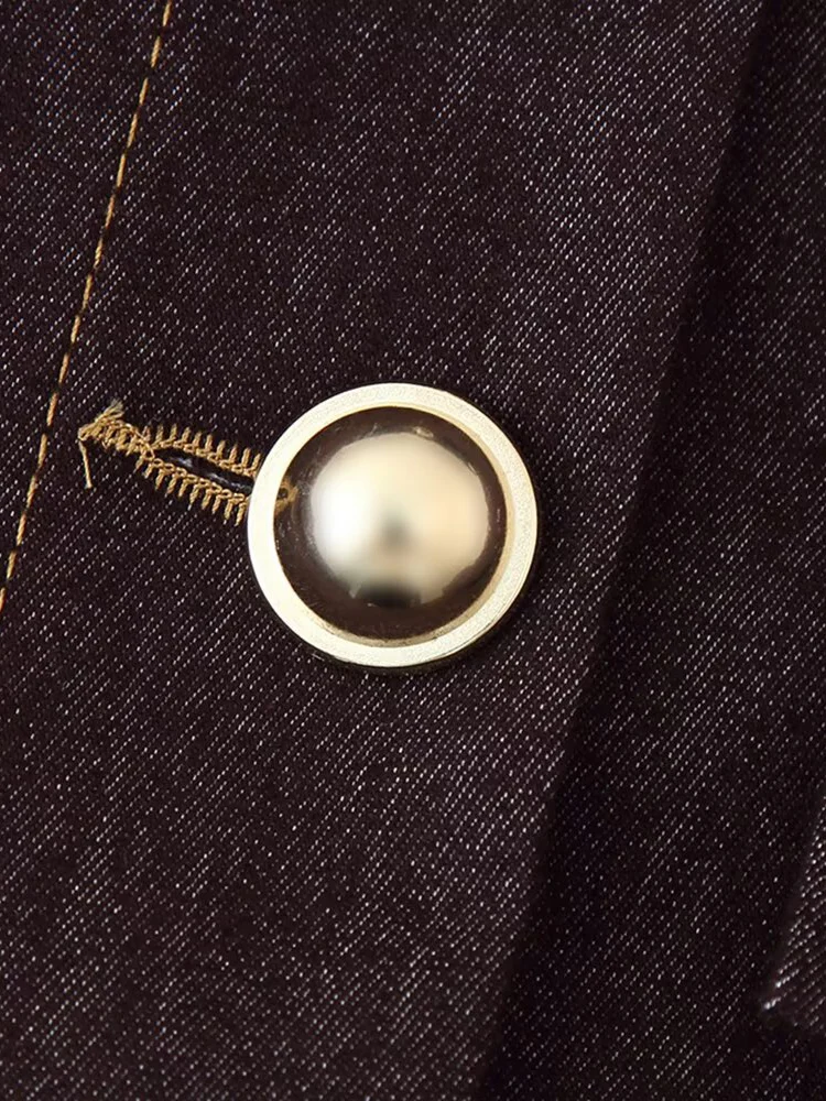 النمط الأوروبي والأمريكي الخريف موضة جديدة الملابس النسائية طية صدر السترة جيب الديكور التباين اللون خياطة سترة قصيرة Tr #4