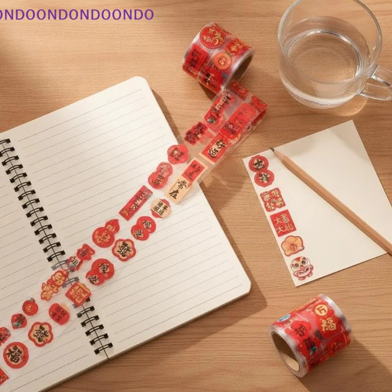 1/4 Roll Chinese New Year Sticker Rolls Festive Strong Adhesive For Spring Festival Gift Wrapping