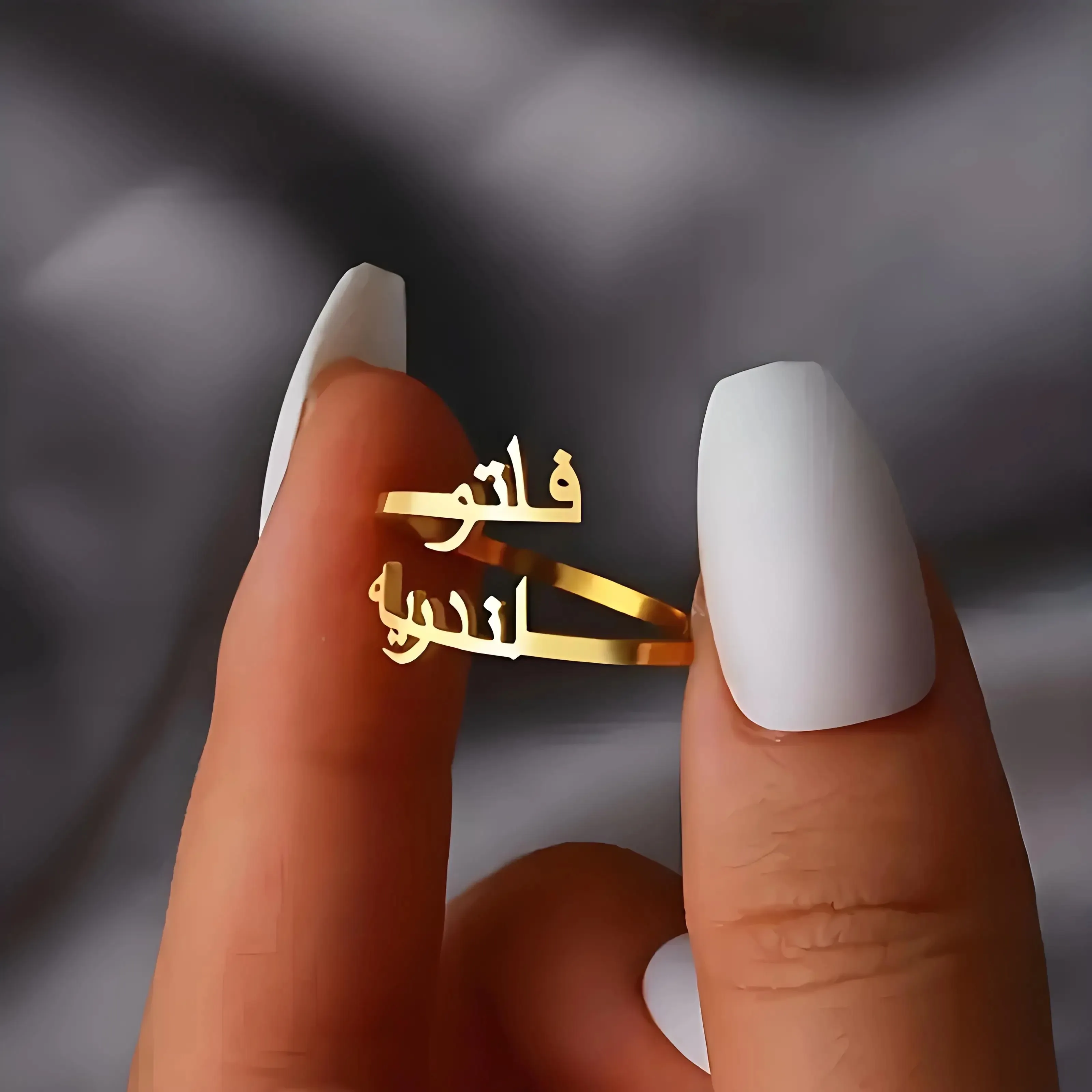 Personalized Arabic Letter Rings for Women Stainless Steel Gold Adjustable Ring Custom Arabic Names Heart Rings Jewelry Gifts