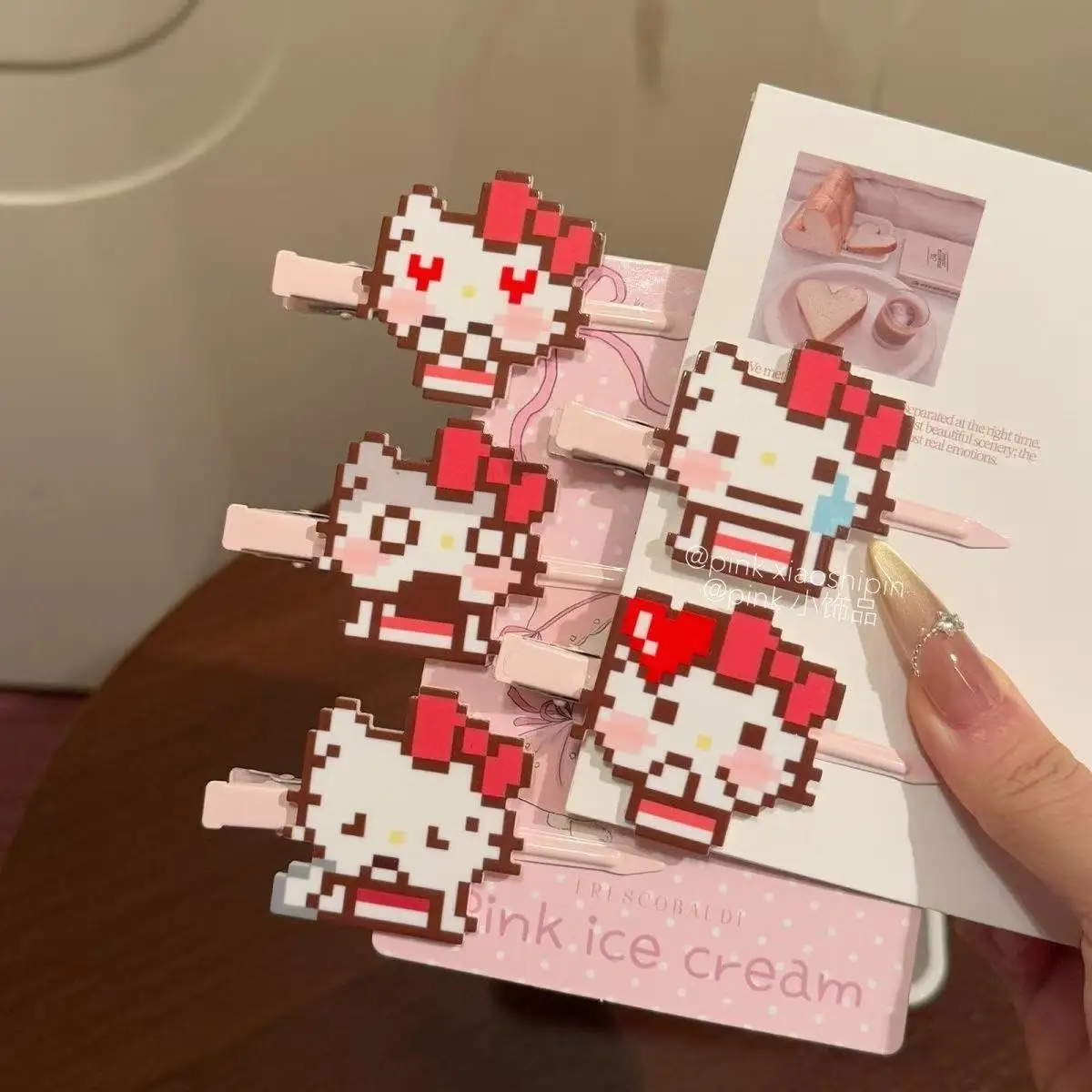 New Hello Kitty Pixel Hair Clips Hello Kitty My Melody Barrettes for Girls Women Kawaii Anime Hair Accessories