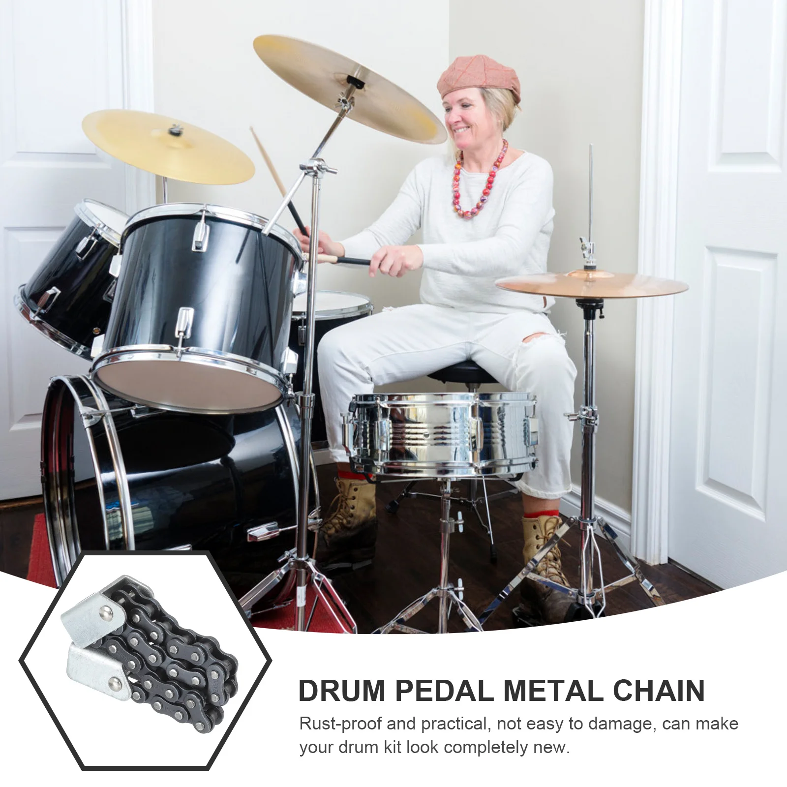 

Replacement Heavy Duty Chain Metal For Bass Drum Useful Pedal Chain Durable Drum Set Supplies Pedal Accessory