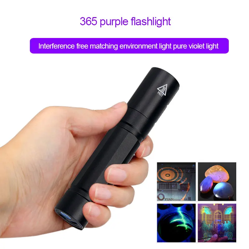 Mini lanterna UV Ultravioleta Blacklight, USB recarregável, Cílios roxos, Detector de urina do animal do tapete, Pegar escorpiões, 30W, 365nm