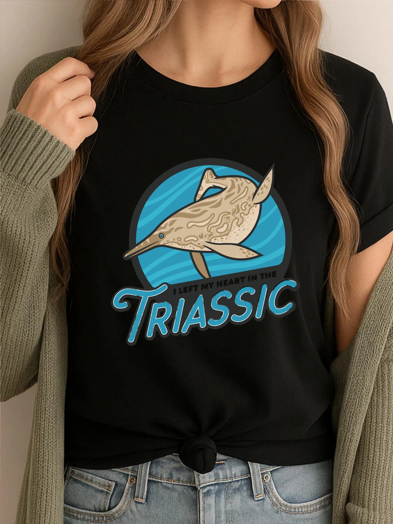 

Мужская футболка I Left My Heart In The Triassic Harajuku на заказ, футболки с графическим рисунком, мужская удобная футболка с принтом