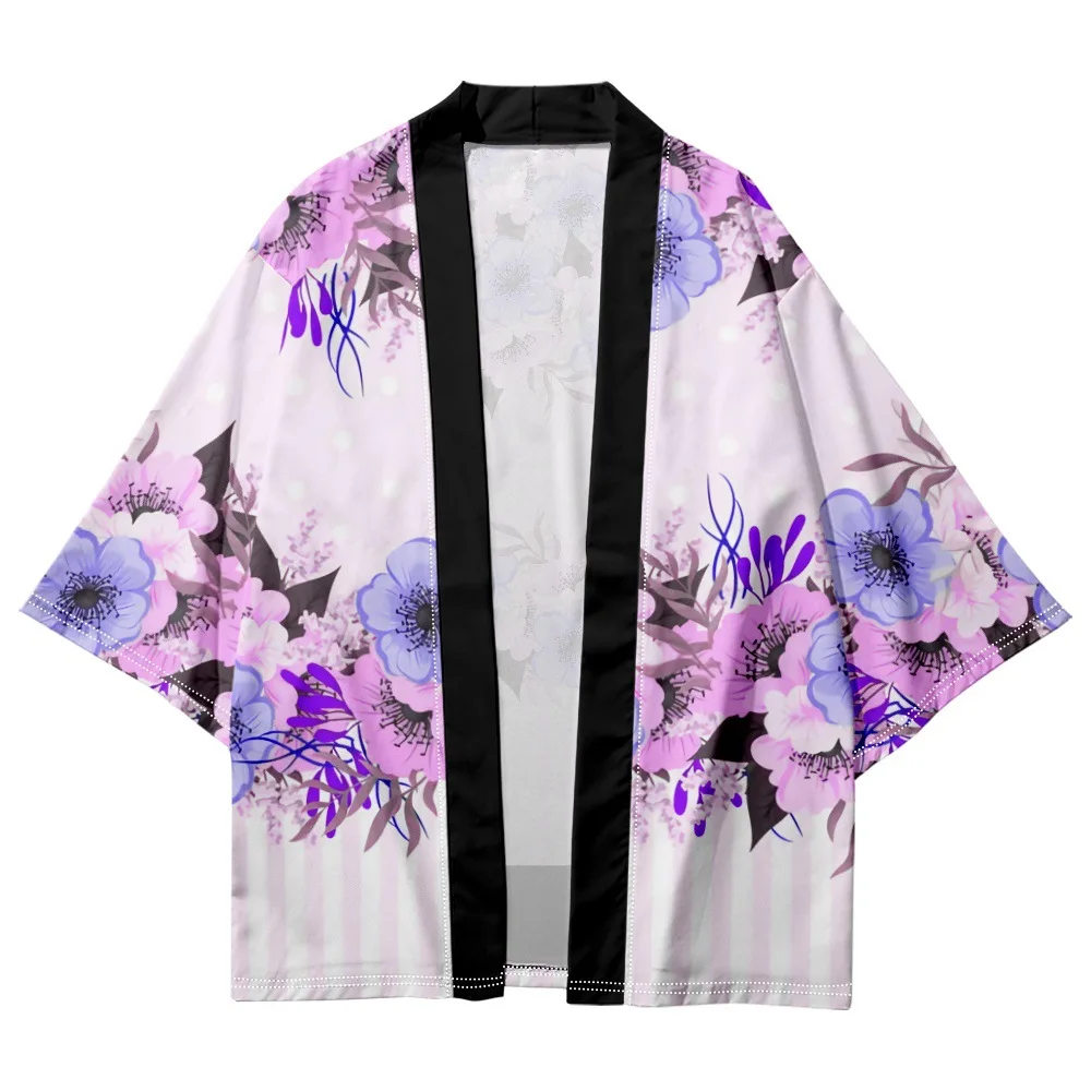 

Plus Size XXS-6XL Japanese Kimono Kimetsu Robe Fashion Print Beach Cardigan Men Shirts Yukata Haori Women's Clothing