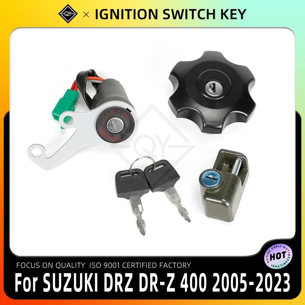 LQYL Motorcycle Ignition Switch Lock Fuel Gas Cap Tank Cover Key Set For SUZUKI DRZ DR-Z 400 DRZ400SM 2005 2006 2007 2008-2023